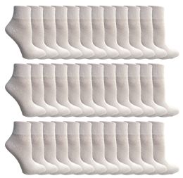 36 Pairs Yacht & Smith Women's Lightweight Cotton White Quarter Ankle Socks - Womens Ankle Sock