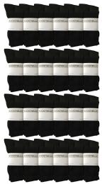 24 Wholesale Yacht & Smith Women's Cotton Crew Socks Black Size 9-11