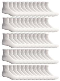 180 Wholesale Yacht & Smith Men's Cotton Sport Ankle Socks Size 10-13 Solid White
