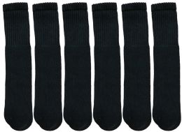 Yacht & Smith Men's Cotton 28" Inch Terry Cushioned Athletic Black Tube Socks Size 10-13