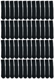 48 Pairs Yacht & Smith Men's Cotton 28" Inch Terry Cushioned Athletic Black Tube Socks Size 10-13 - Mens Tube Sock