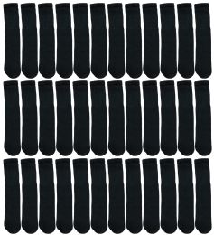 Yacht & Smith Men's Cotton 28" Inch Terry Cushioned Athletic Black Tube Socks Size 10-13