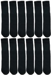 Yacht & Smith Men's Cotton 28" Inch Terry Cushioned Athletic Black Tube Socks Size 10-13