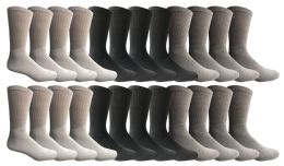 24 Wholesale Yacht & Smith Men's Sports Crew Socks, Assorted Colors Size 10-13
