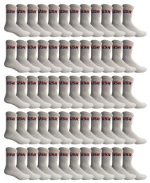 Yacht & Smith Men's Cotton Terry Cushioned Athletic White Usa Crew Socks Size 10-13