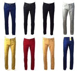 120 Wholesale Mens Skinny Jeans Solid Assorted Colors