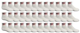 36 Pieces Yacht & Smith Kids Usa American Flag White Low Cut Ankle Socks, Size 6-8 - Boys Ankle Sock