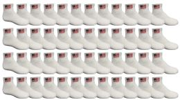 48 Pieces Yacht & Smith Kids Usa American Flag White Low Cut Ankle Socks, Size 6-8 - Boys Ankle Sock