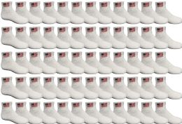 60 Wholesale Yacht & Smith Kids Usa American Flag White Low Cut Ankle Socks, Size 6-8