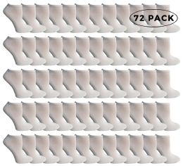 72 Pairs Yacht & Smith Kids No Show Cotton Ankle Socks Size 6-8 White - Boys Ankle Sock