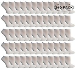 240 Pairs Yacht & Smith Kids No Show Cotton Ankle Socks Size 6-8 White - Boys Ankle Sock