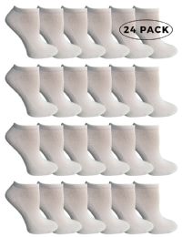 24 Units of Yacht & Smith Kids No Show Cotton Ankle Socks Size 6-8 White - Boys Ankle Sock