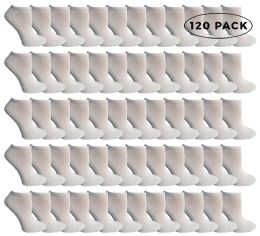 120 Wholesale Yacht & Smith Kids No Show Cotton Ankle Socks Size 6-8 White