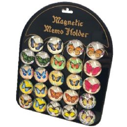 72 Units of Round Dome Magnets Butterflies With Display Board - Refrigerator Magnets