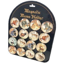 96 Pieces Round Dome Magnets Wild Animals With Display Board - Refrigerator Magnets