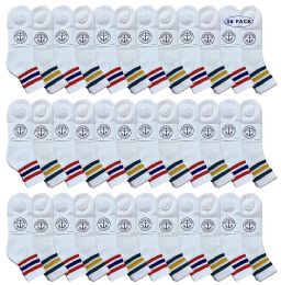 36 Pieces Yacht & Smith Women's Cotton Sport Ankle Socks Size 9-11 With Stripes - Womens Ankle Sock