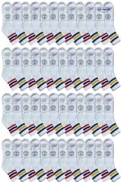 48 Wholesale Yacht & Smith Men's King Size Cotton Sport Ankle Socks Size 13-16 With Stripes