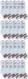 Yacht & Smith Men's White With Striped Top No Show King Size Ankle Socks