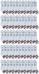 Yacht & Smith Men's White With Striped Top No Show King Size Ankle Socks
