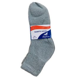 36 Wholesale Three Pack Diabetic Quarter Socks Gray