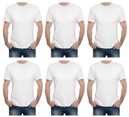 36 Wholesale Mens Cotton Short Sleeve T Shirts Solid White Size M