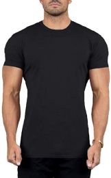 48 Wholesale Mens Cotton Crew Neck Short Sleeve T-Shirts Black, 3X-Large