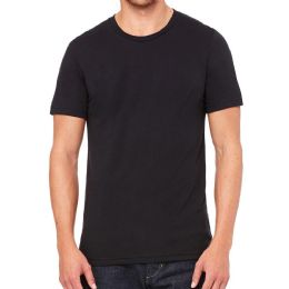 12 Wholesale Mens Cotton Crew Neck Short Sleeve T-Shirts Black, X-Large