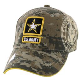 24 Wholesale Licensed Camo Army Star Logo Hat Shadow