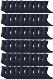 72 Wholesale Yacht & Smith Women's Cotton Sports Crew Socks Terry Cushioned, Size 9-11, Navy