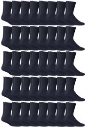 48 Pairs Yacht & Smith Women's Cotton Sports Crew Socks Terry Cushioned, Size 9-11, Navy - Womens Crew Sock