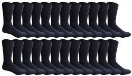 36 Wholesale Yacht & Smith Women's Cotton Sports Crew Socks Terry Cushioned, Size 9-11, Navy