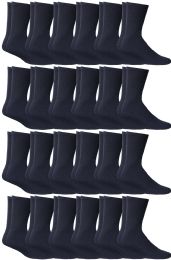 24 Pairs Yacht & Smith Women's Cotton Sports Crew Socks Terry Cushioned, Size 9-11, Navy - Womens Crew Sock