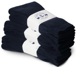 120 Wholesale Yacht & Smith Women's Cotton Sports Crew Socks Terry Cushioned, Size 9-11, Navy