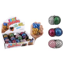 36 Wholesale Mesh Squish Ball Two Tone Glitter