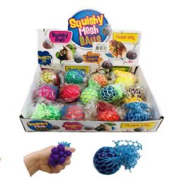 48 Wholesale Small Mesh Squish Ball Solid Colors