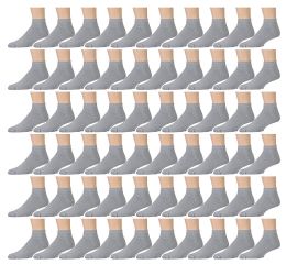 72 Wholesale Yacht & Smith Men's No Show Ankle Socks, Cotton . Size 10-13 Gray