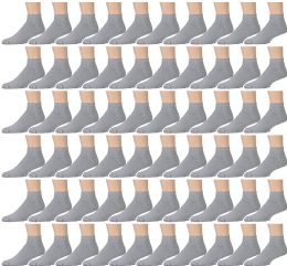 60 Wholesale Yacht & Smith Men's No Show Ankle Socks, Cotton . Size 10-13 Gray