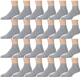 24 Wholesale Yacht & Smith Men's No Show Ankle Socks, Cotton . Size 10-13 Gray