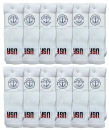 72 Pieces Yacht & Smith Men's Cotton 28" Inch Terry Cushioned Usa Logo White Tube Socks Size 10-13 - Mens Tube Sock