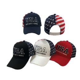 36 Wholesale Usa United States Of America Ball Cap Flag Mesh Back