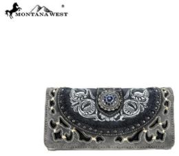 6 Wholesale Montana West Concho Collection Wallet Black