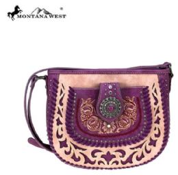 6 Pieces Montana West Concho Collection Crossbody Purple - Wallets & Handbags