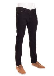 24 Pieces Mens Skinny Stretch Jeans Jogger Pants Solid Black - Mens Jeans
