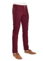 24 Pieces Mens Skinny Stretch Jeans Jogger Pants Solid Burgundy - Mens Jeans