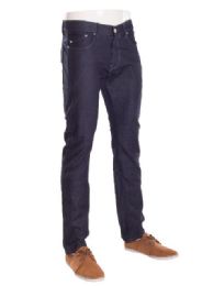 24 Wholesale Mens Skinny Stretch Jeans Jogger Pants Solid Dark Denim