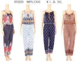 96 Wholesale Jump Suit With Cultural Pattern Assorted