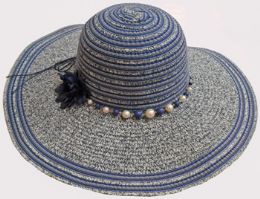 36 Pieces Ladies Large Hat With Pearls - Sun Hats