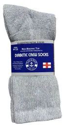3 Wholesale Yacht & Smith Women's Cotton Diabetic Gray Crew Socks Size 9-11