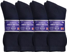 12 Wholesale Yacht & Smith Women's Loose Fit NoN-Binding Soft Cotton Diabetic Navy Crew Socks Size 9-11