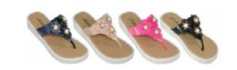 36 Wholesale Woman's Wedged Flip Flop With Flower Design